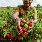culture du piment en zone tropicale ; image de piment frais