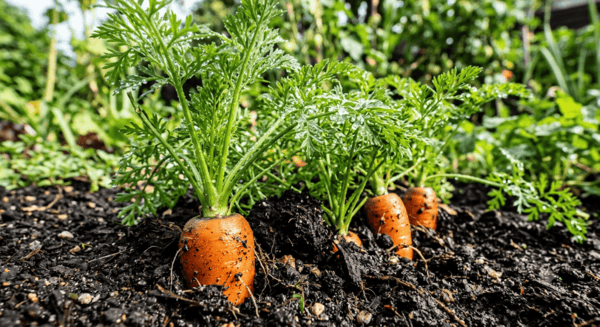 fiche technique de la carotte : carottes fraîchement récoltées, aux couleurs vives